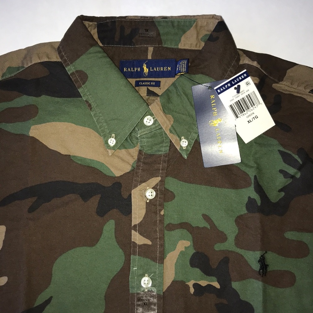 New Men Polo Ralph Lauren CAMOUFLAGE Oxford Shirt